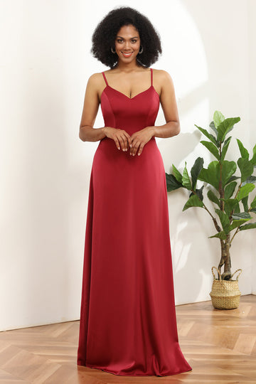 Vestido de dama de honor satén rojo
